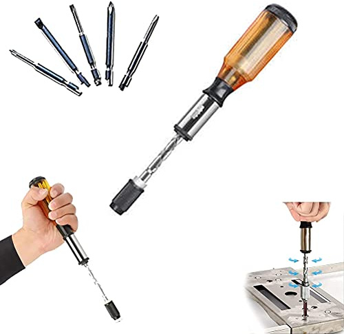 Kangmeile 260 mm spiralskruvmejsel handpressning spärrskruvmejsel med slitsade och stjärnskruvmejsel bitar, tryck-drag spärrmekanism, 6 utbytbara huvuden