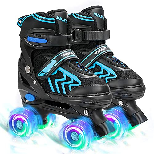 Adjustable Kids Roller Skates with Light Up Wheels, Fun Illuminating for Boys & Girls, Rollerskates for Kids Beginners, Suitable for Indoor & Outdoor Use, Medium