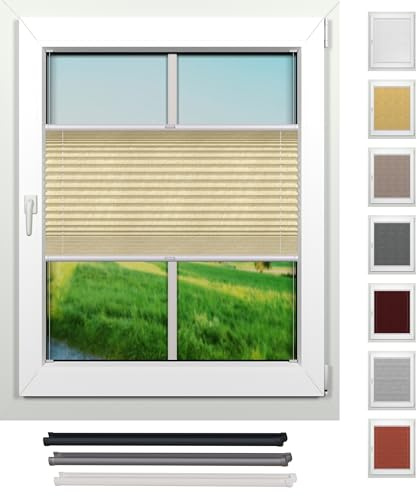 tilldekor ® Plissee auf Maß - individuell konfigurierbar für die Montage in dem Fensterrahmen oder Klemmfix ohne Bohren (Crushed, Höhe 30-129 cm)