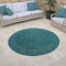Paco Home Outdoor Teppich rund wetterfest & pflegeleicht Flachgewebe in Sisal-Optik mit Bordüre UV-beständig Modern für Balkon, Terrasse, Garten, Wohnzimmer, Grösse:200 cm Rund, Farbe:Türkis