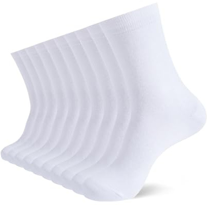 YOUCHAN 10 Paires de Chaussettes Pour Hommes Femme Classiques Confortable Respirantes Coton Chaussettes Blanc 35-38
