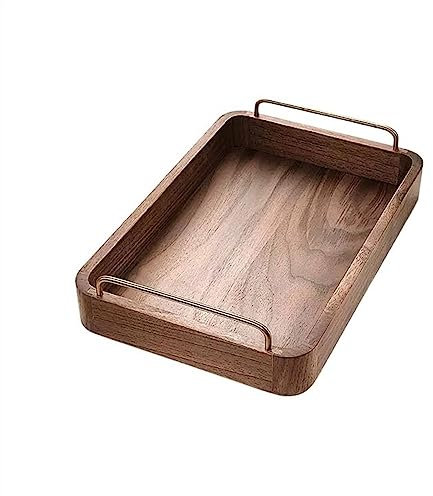Bandeja de Mesa Bandeja de vajilla de té de la Tarde de café for el hogar Bandeja de Almacenamiento Multifuncional Rectangular de Madera Bandeja de Desayuno(Size:M)