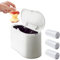 Ronyes Mini Desk Trash Can with Press Lid with 90 Pcs Trash Bags, 2 Litres Small Lint Bin Countertop Waste Bin for Table Tiny Garbage Can for Office Bedroom