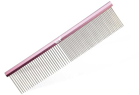 YUUP! - PINKCOMB MINI Pettine denti larghi e arrotondati professionale in acciaio inox, pettine per cani e gatti, accessori toelettatura cane e gatto