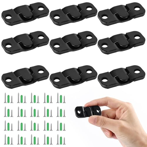 10 Pairs Flush Mount Bracket with Screws, Interlocking Heavy Duty Picture Hangers, Wall Mount Hardware Photo Frame Hook, Furniture Connector for Headboard Mirror Art Gallery (Black, 44.5x18.5mm)
