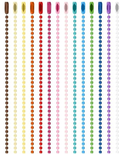 ZAMXHUG Catenella Portachiavi,50 PCS 12cm Catena a Palline Colorata Catena Appesa in Metallo Catene a Sfera con Fibbia da 2,4 mm Catena a Forma di Portachiavi per Bambola Ornamento Appeso