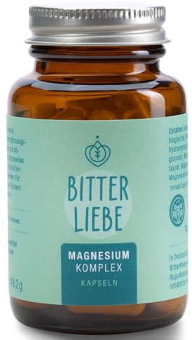 BitterLiebe - Magnesium Bisglycinat Kapseln hochdosiert - Magnesium Komplex mit Bisglycinat und Glycinat als Komplex als Tabletten - magnesiumbisglycinat und Magnesiumcitrat Kapseln