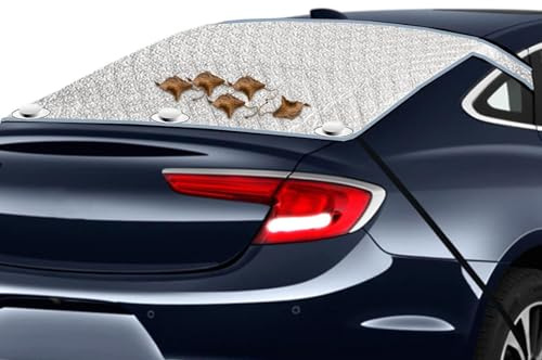 Protection contre la neige pour pare-brise arrière - Feuille d'aluminium 2 couches - Couverture lumineuse pour pare-brise d'hiver de voiture - Avec crochet et aimant invisible - Ajustement universel