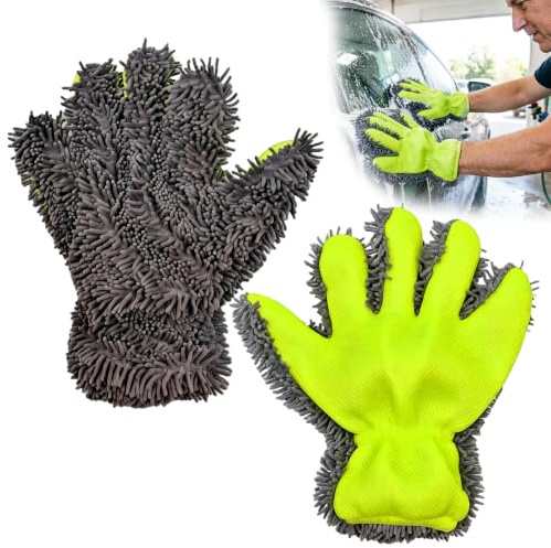 Lot de 2 Gant Lavage Voiture et Gant Nettoyage Voiture En Microfibre
