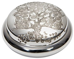 Wentworth Pewter - Boîte à Bijoux Ronde en étain inspirée de l'arbre de Vie de Klimt, boîte à pilules, Cadeau – diamètre : 85 mm, Hauteur : 35 mm.