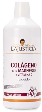 Ana Maria Lajusticia - Colágeno con magnesio y vitamina c – 1 litro (sabor cereza) articulaciones fuertes y piel tersa. Regenerador de tejidos con colágeno hidrolizado. Envase para 30 días.