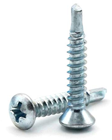 Zinc Plated Steel Phillips Oval Head Self Drilling Screws #8-18 x 1-1/4 Qty 250