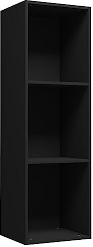 vidaXL Bücherregal TV Schrank Wandregal Standregal Aktenregal Raumteiler Fernsehtisch Lowboard Regal Fernsehschrank Schwarz 36x30x114cm Holzwerkstoff