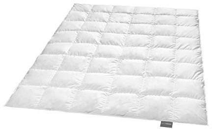 Traumnacht Exklusiv medium duntäcke med nya vita dun (90%) och fjädrar (10%), DIN EN 12934, 200 x 200 cm, Down Pass och Öko-Tex certifierad, tillverkad enligt tysk kvalitetsstandard