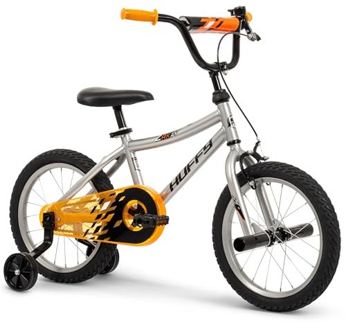 Huffy ZRX 16 Kids Bike, Ideal for Ages 3 to 5 Years Old, Front Pegs, BMX Style Handlebar, Quick Connect Assembly, Designed for Growth, Durable Steel Frame, Enclosed Chain Guard, Silver
