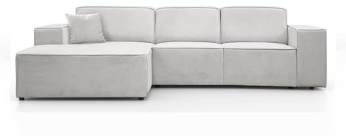 BEAUTY SOFA Pedro Ecksofa, Breite 267 cm, L Links, Velo 621, Hellbeige, Minimalistisches Design, Freistehend, Hochwertige Polsterung