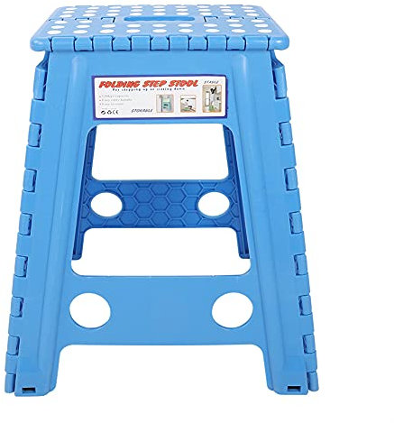 CHICIRIS Faltbarer Tritthocker Kunststoff Klapphocker Tragbarer Living Plastic Dots Klappbarer Tritthocker Rutschfester Faltbarer Stuhl für Erwachsene (Weißer Punkt Saphirblau)
