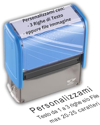 Timbro Personalizzato TimbriMio | Timbri Personalizzati fino a 3 Righe Autoinchiostrante | Timbro Personalizzabile con Testo o Logo – Inchiostro Nero Incluso