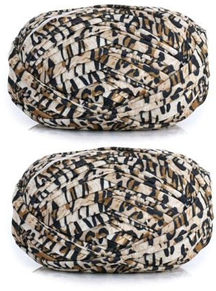 Spldsun 2 Pezzi Filato Maglieria, Cotone Per Uncinetto, Filo Cotone Per Uncinetto,per Tessitura Cesti di Filati All'Uncinetto(Leopardo)