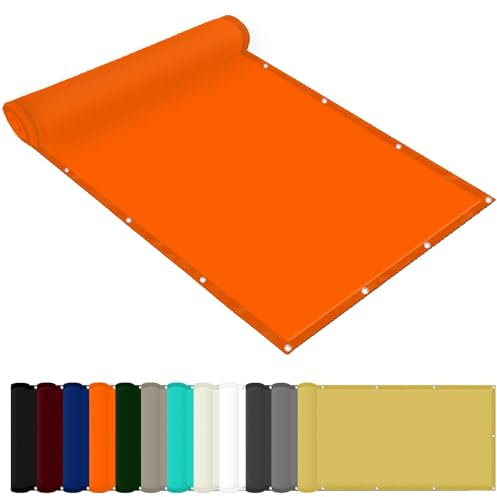 Markisenstoffe Meterware 1 x 1 m Wasserdicht Sonnenschutz Strand Reißfest UV-Schutz nach Mass Polyestergewebe Mit Seil Sonnensegel Sonnenschutz für Camping Schwimmbad, Orange