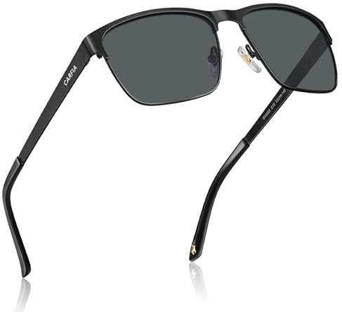 Carfia Gafas de sol para Hombre con Protección UV Polarizadas de Espejo para Conducir Senderismo Béisbol,Montura Cuadrada