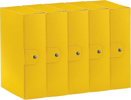Esselte C30 Eurobox 390330090 - Carpeta proyectos para archivar, cierre con botón, 25 x 35 cm, lomo 10 cm, amarillo, paquete de 5 unidades