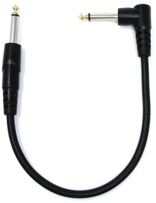DRUT 30cm 6.35mm 1/4 Mono Male to Right Angle Male Jack Audio Cable Lead for Guitar, AMP, Synths, Amplifier, Speaker, Electric Piano, Midi Keyboard, DJ 1ft