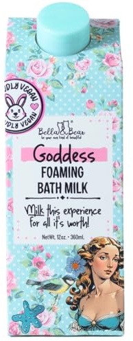 Bella & Bear Goddess Foaming Bath Milk – Sweet Tropical Bubble Bath – Fun Gift for Women, Teens & Tweens – 12 oz Vegan Bubble Soak
