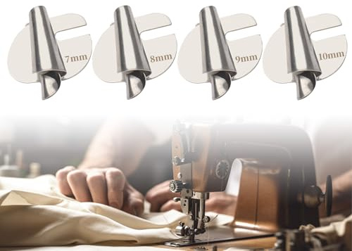 4PCS Sewing Machine Accessories Rolled Hem Presser Foot, 7-10mm Rolled Hem Sewing Machine Presser Foot Stainless Steel Hemming Pressure Feet Magnetic Seam Guide Sewing Clips for Quilting and Hemming