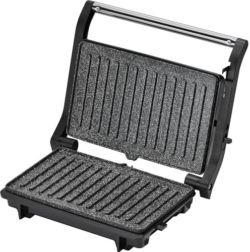 Parrilla grill eléctrica Grunkel 1000-2000W forma parilla barbacoa dos dimensiones, Antiadherente con Apertura 180° (1000W Normal)
