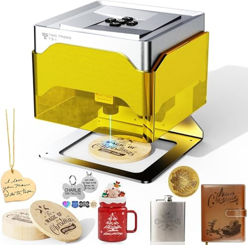 Twotrees TS1 3W Mini Lasergravierer, tragbare Lasergravurmaschine, 3000 mm/min Geschwindigkeit, 80 x 80 x 30 mm Arbeitsbereich, Lasergraviermaschine für Acryl, Holz, Leder