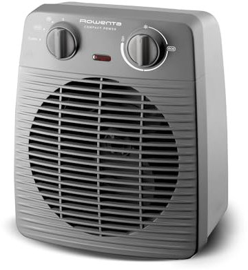 Rowenta Compact Power, Termoventilatore Compatto per Piccoli Spazi, Ventilazione Calda e Fredda, Modalità Turbo e Eco, 2 Livelli di potenza, Sicuro e Potente, 2000 W, Grigio, SO2212