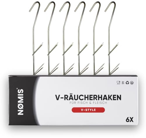 Räucherhaken [6er Set] V-Style | Edelstahl Räucherhaken für Fisch und Fleisch | Premium Räucherhaken für Forelle, Markele, Aal | Räucherhaken Fisch | 18x21cm | Räucherofen, Räucherchips Zubehör