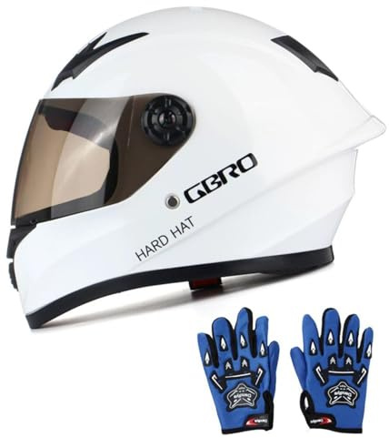 Barn integrerad motorcykelhjälm motocross crossbike ATV BMX go-kart off-road 4-hjuls pojke flicka barnhjälm med solskydd DOT/ECE-godkänd G, L=51–52 cm