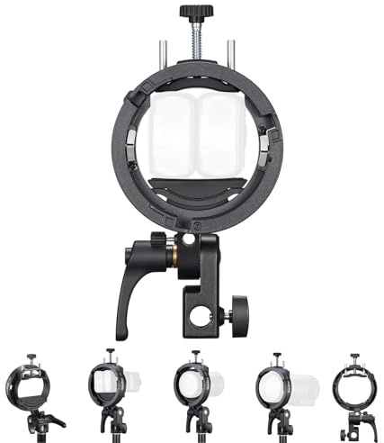 Godox S3 Speedlite Bracket, S-Type Bowens Mount Flash Holder, Compact and Lightweight Compatible with Godox V1, V860III, AD200Pro, AD300Pro, AD400Pro, TT350 for Photography and Video Lighting