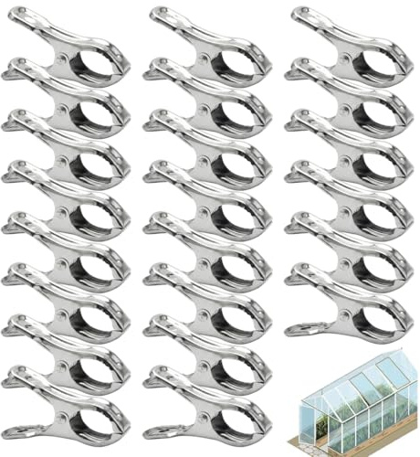 Luxorium 20 Clips pour Serre en Acier Inoxydable Fixation Bâche Résistants au Vent Accessoires pour Serre de Jardin