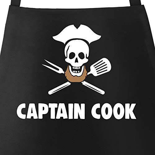 MoonWorks Grill-Schürze Jolly Roger Captain Cook schwarz unisize