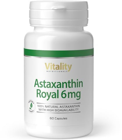 Astaxanthin Kapseln Hochdosiert mit 6 mg aus der Haematococcus Pluvialis Mikro-Alge pro Kapsel + Vitamin E (60 Stk) Astaxanthin Royal Vitality Nutritionals by VitaminExpress