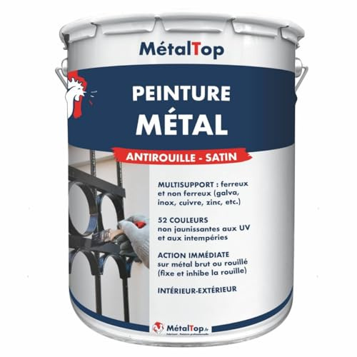 Metaltop - Peinture Metal - Noir signalisation - RAL 9017-1 L - Protection antirouille durable pour surfaces métalliques
