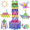 Jvchengxi 320 Stücke Magnetische Bausteine, Magnetische Stöcke Spielzeug, Magnet Lernspielzeug, 3D Puzzle Bauspielzeug Magnete Konstruktions Magnetblöcke, Stapelspielzeug-Set für Kinder und Erwachsene