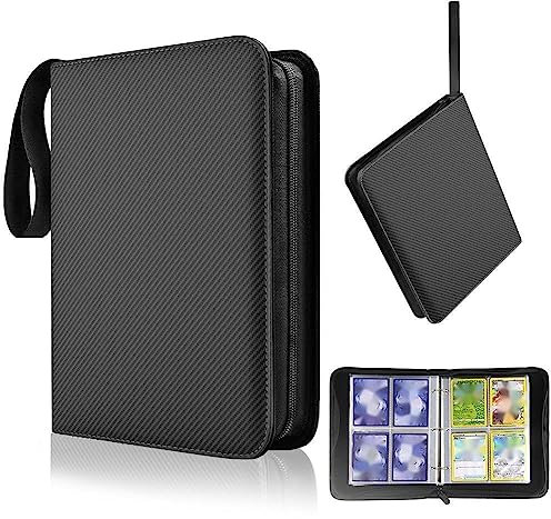 IVEOPPE Album per carte da collezione, 400 tasche, 50 pagine, per album da collezione, impermeabile, squisiti regali (400 tasche, nero)