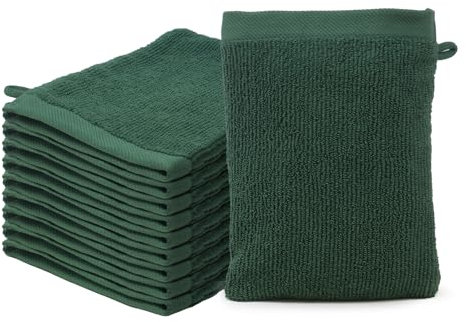 10 er Set Waschlappen 15x20 cm | Frottee Weich & Flauschig | 100% Baumwolle | Frottier Waschhandschuhe | 500g/m² | Oeko-Tex | Ôhm | Grün