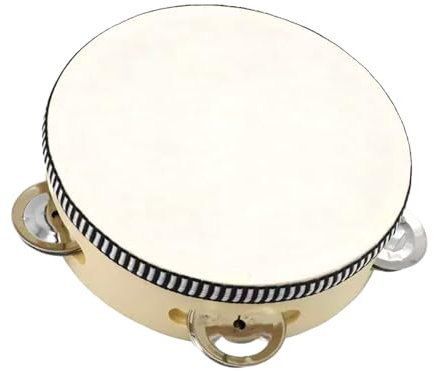 Kinder Tamburin 1 Stück Tragbares Tamburin einreihiges Tamburin Holz Kinder für Tanzparty und Sprachbegleitung (8 Zoll)