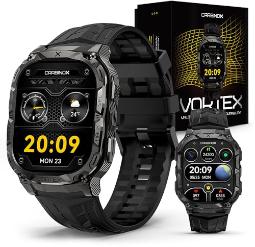 CARBINOX Vortex Smartwatch (Answer/Make Calls), Military-Grade Rugged Fitness Tracker, IP69K Waterproof, Sport Design for Active Lifestyles