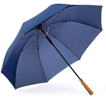 Klassischer Golfschirm mit Holzgriff, winddicht, automatisches Öffnen, leicht, 115 cm, Baldachin, gerader Stockschirm für Business und Freizeit