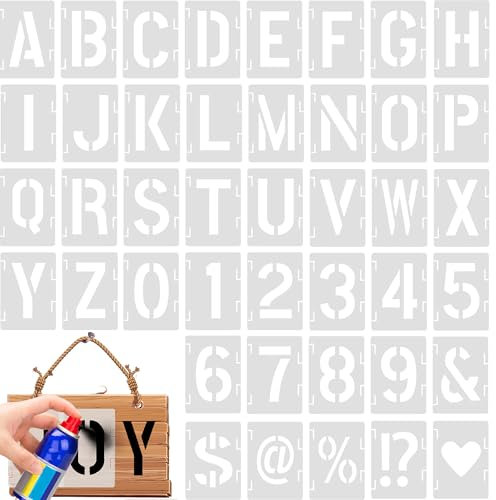 Vierone 42Pcs Letter & Number Stencils, 2in, Reusable, PET Material, for Painting, Crafts, Wall Art, Drawing, Cake Decorating