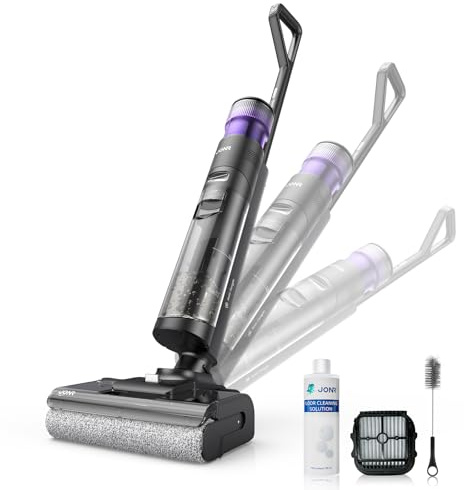 JONR 17000 Pa ED 12 Pro Max Nass Trockensauger (ED 12 Upgrade-Version),LCD-Display,180°-Flachdesign,40 Min Laufzeit,70 °C Selbstreinigung,5 Min FlashDry sowie Reinigung unter tief stehenden Böden (L)