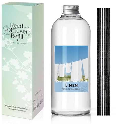 SCENTORINI Diffusore Profumo Ambiente Lino 500ML Ricarica Diffusore di Olio Essenziale di fragranza per la casa per Bagno per Camera, Bagno, Ufficio e Decorazione Interna