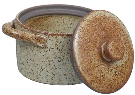 VALICLUD Olla De Cerámica Vintage Para Guisos Con Tapa, Cuenco Pequeño Para Cocinar Al Baño María, Resistente Al Vapor, Adecuado Para Familias Pequeñas y Preparación De Sopas