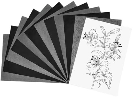 RhiVrillion 100 Hojas Papel Calco Negro A4, Papel de Transferencia con Grafito para Tela, Madera, Lienzo y Proyectos de Arte, 21x29.7 cm